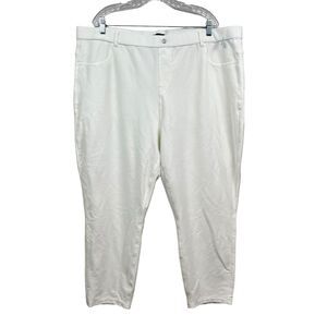 Massini Womens Pants Stretch Elastic Waist Pull Up‎ Tapered Leg White Size 3X